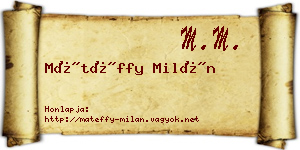 Mátéffy Milán névjegykártya